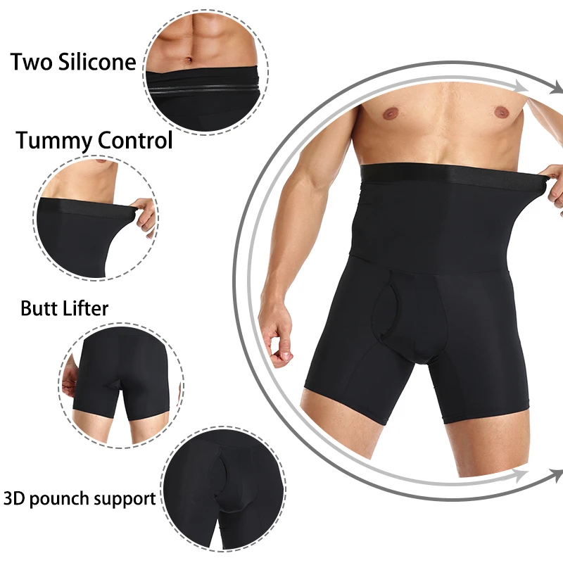 Men Tummy Control Shorts Body Shaper Compression High Waist Trainer Belly Tummy Control Slimming Shapewear Boxer