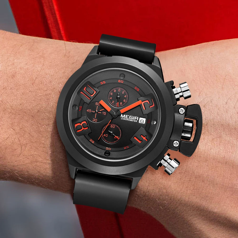 Men Watches Luxury Sport Military Chronograph Waterproof Date Fashion Quartz Wristwatch Big Dial Relogio Masculino