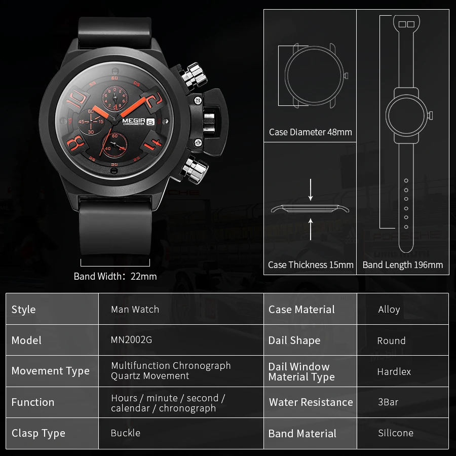 Men Watches Luxury Sport Military Chronograph Waterproof Date Fashion Quartz Wristwatch Big Dial Relogio Masculino