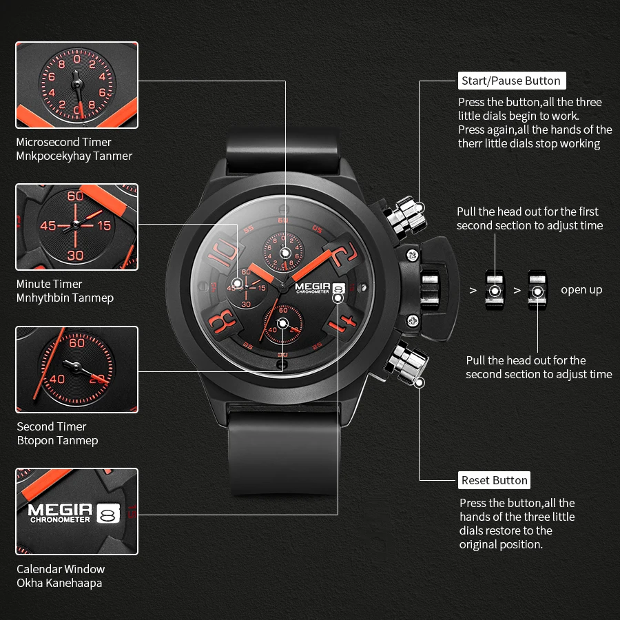 Men Watches Luxury Sport Military Chronograph Waterproof Date Fashion Quartz Wristwatch Big Dial Relogio Masculino