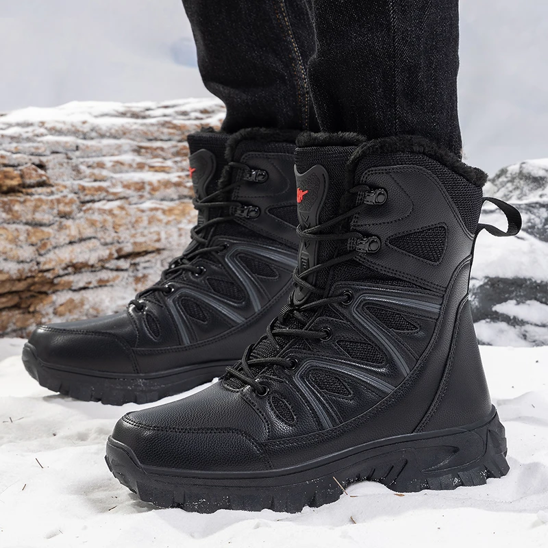 Men Winter Men Snow Boots Super Warm Men Hiking Boots High Quality Waterproof Leather Men's Boots Outdoor Motorcycle