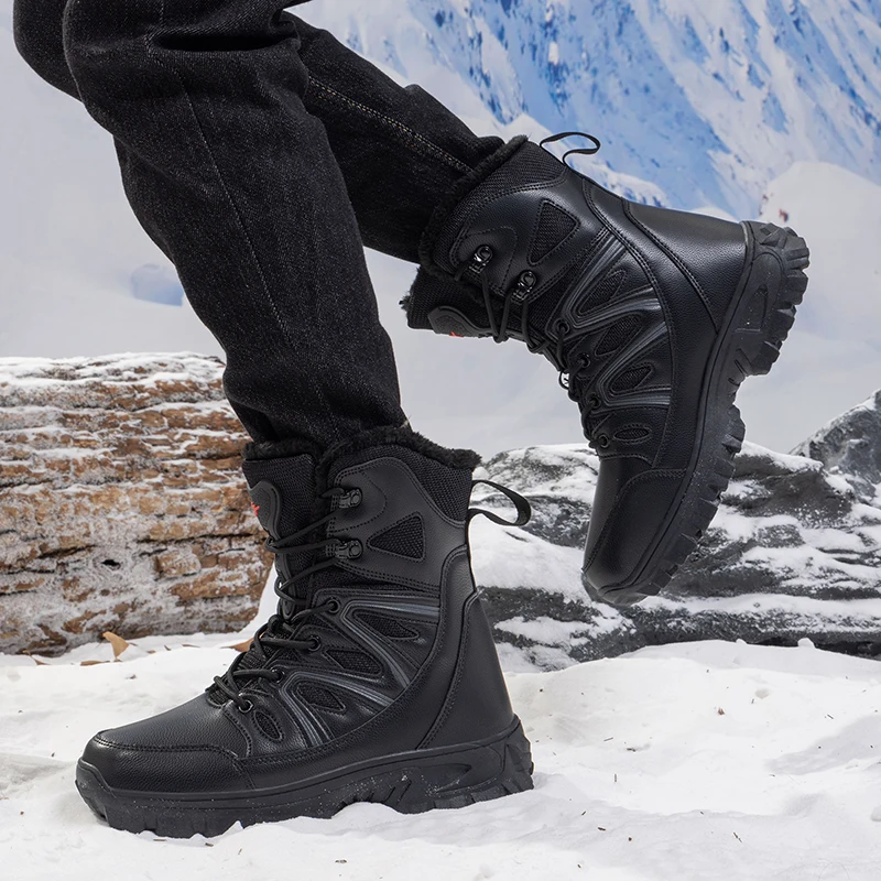 Men Winter Men Snow Boots Super Warm Men Hiking Boots High Quality Waterproof Leather Men's Boots Outdoor Motorcycle