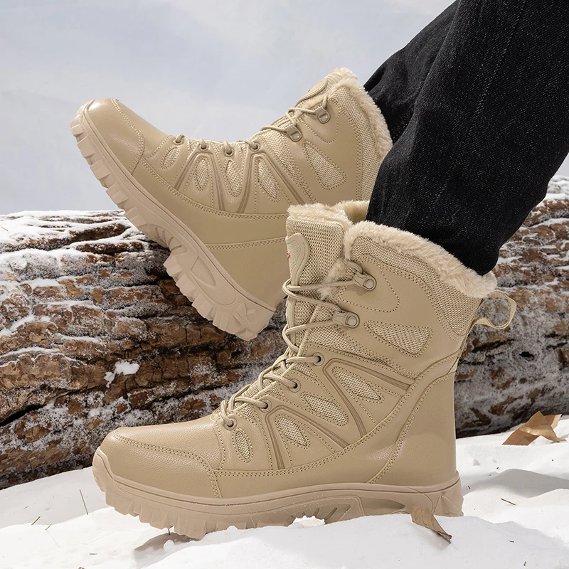 Men Winter Men Snow Boots Super Warm Men Hiking Boots High Quality Waterproof Leather Men's Boots Outdoor Motorcycle