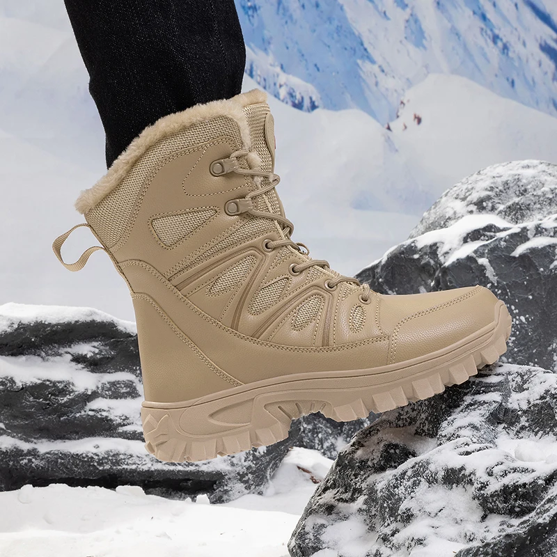 Men Winter Men Snow Boots Super Warm Men Hiking Boots High Quality Waterproof Leather Men's Boots Outdoor Motorcycle