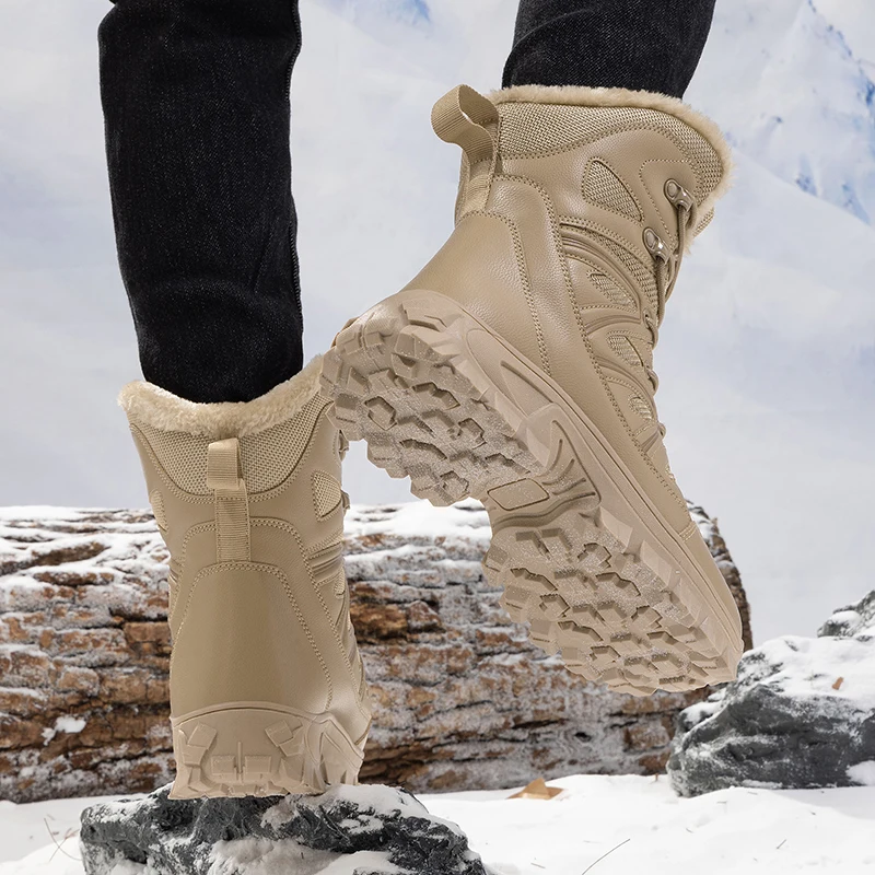 Men Winter Men Snow Boots Super Warm Men Hiking Boots High Quality Waterproof Leather Men's Boots Outdoor Motorcycle
