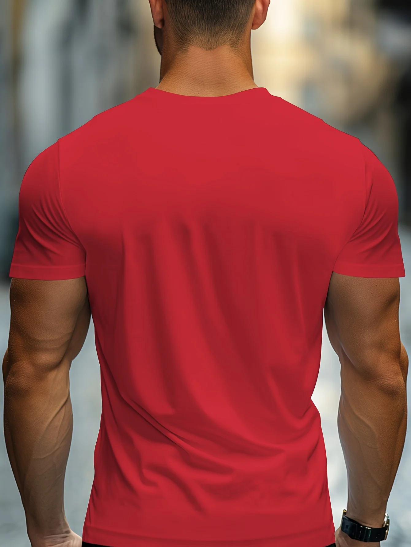 Men's 100% Cotton Casual Sports Loose Oversized Focus Print Round Neck Short Sleeved T-shirt Top