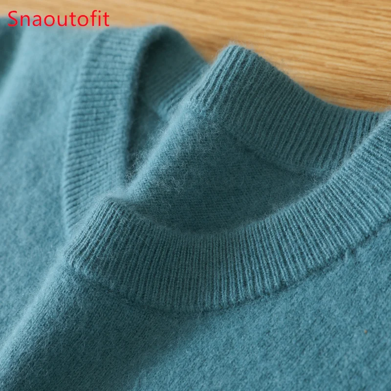 Men's 100% Pure Mink Cashmere Sweater O-Neck Pullovers Knit Sweater Autumn and Winter New Long Sleeve High-End Jumpers