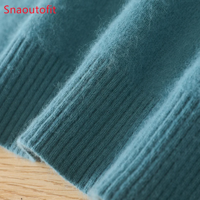 Men's 100% Pure Mink Cashmere Sweater O-Neck Pullovers Knit Sweater Autumn and Winter New Long Sleeve High-End Jumpers