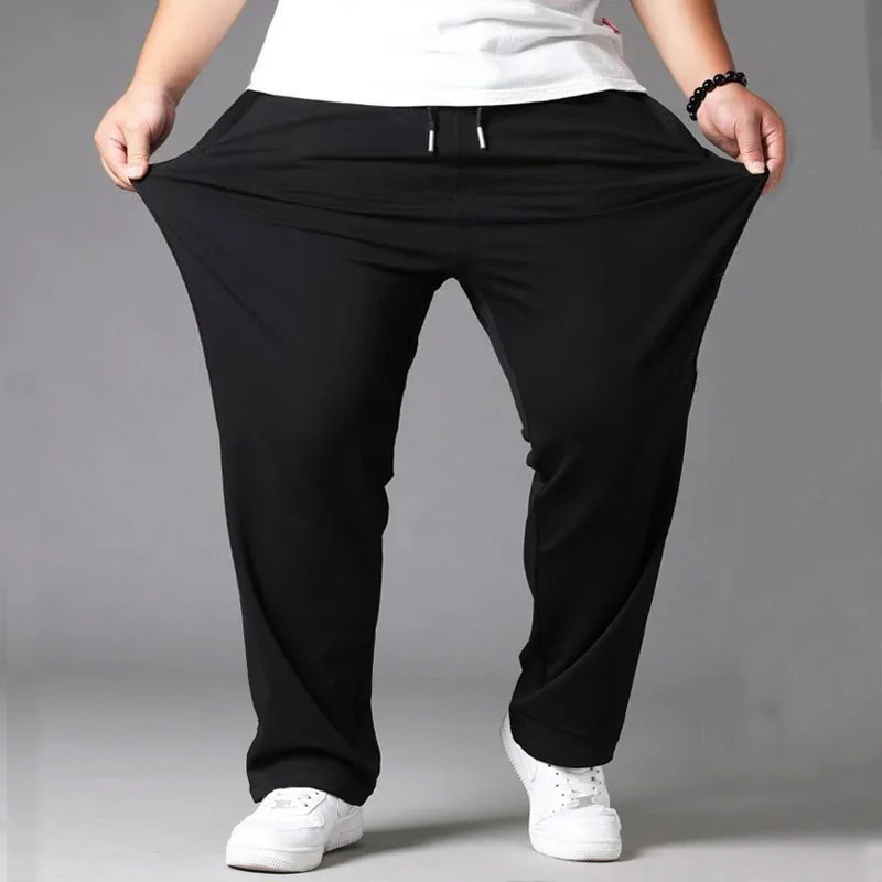 Men's 3XL-10XL Stretch Baggy Jogger Pants Elastic Waist Quick-Dry Streetwear Black Sweatpants Plus Size Casual Pants