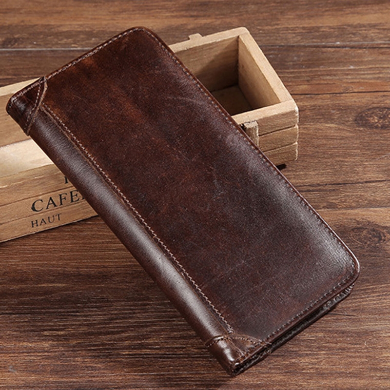 Mens Bifold Long Leather Wallet