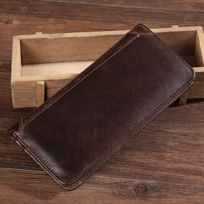 Mens Bifold Long Leather Wallet