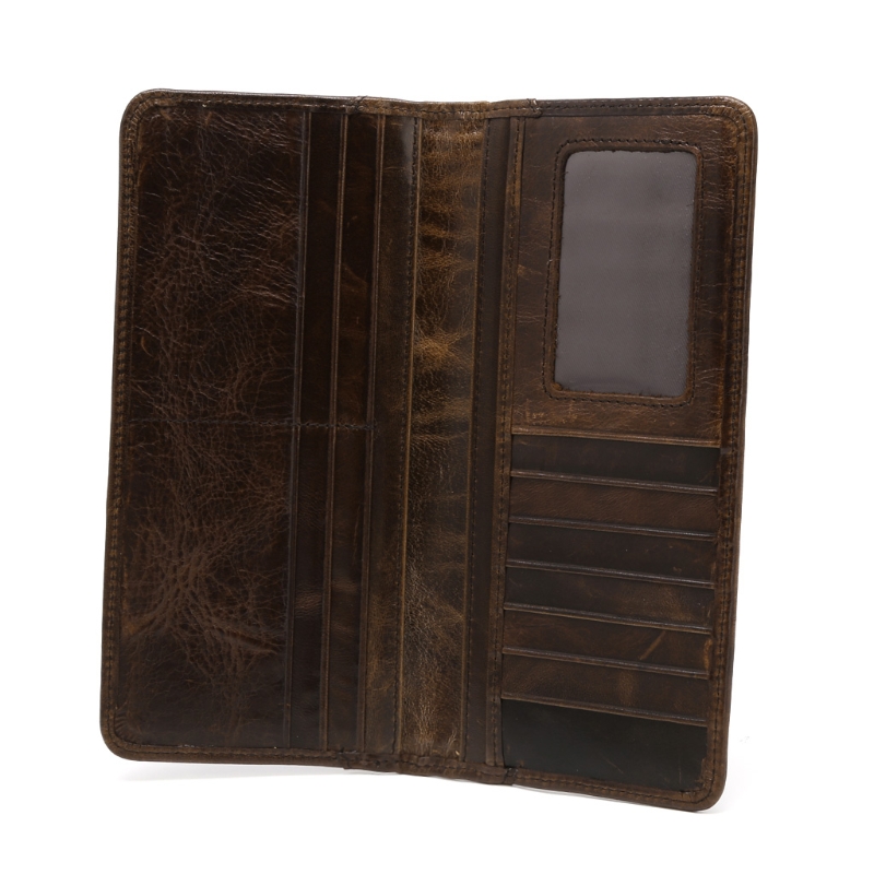 Mens Bifold Long Leather Wallet