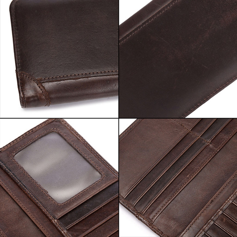 Mens Bifold Long Leather Wallet