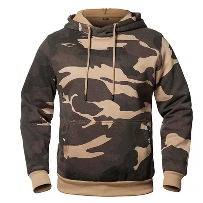 Mens Camouflage Sweatshirt with Kanga Pocket