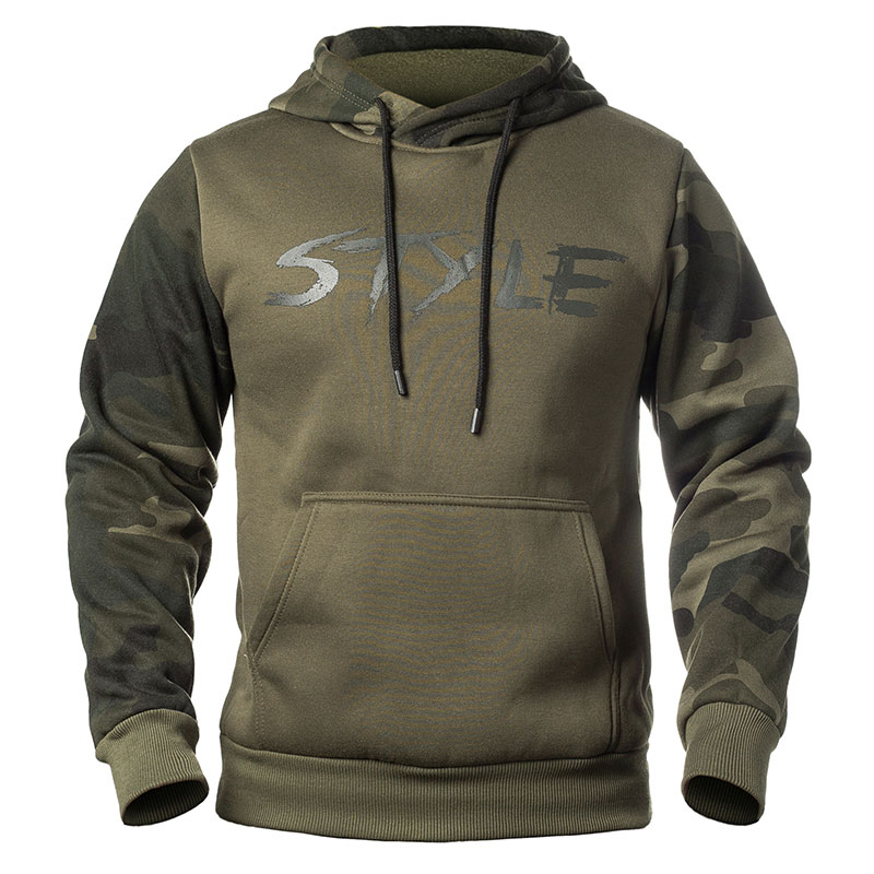 Mens Camouflage Sweatshirt with Kanga Pocket