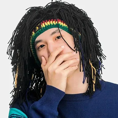 Men's Caps Hip Hop Cap Handmade Crochet Winter Warm Hat Gorro Halloween Xmas Birthday Gifts Funny Party Wig