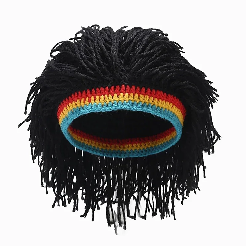 Men's Caps Hip Hop Cap Handmade Crochet Winter Warm Hat Gorro Halloween Xmas Birthday Gifts Funny Party Wig