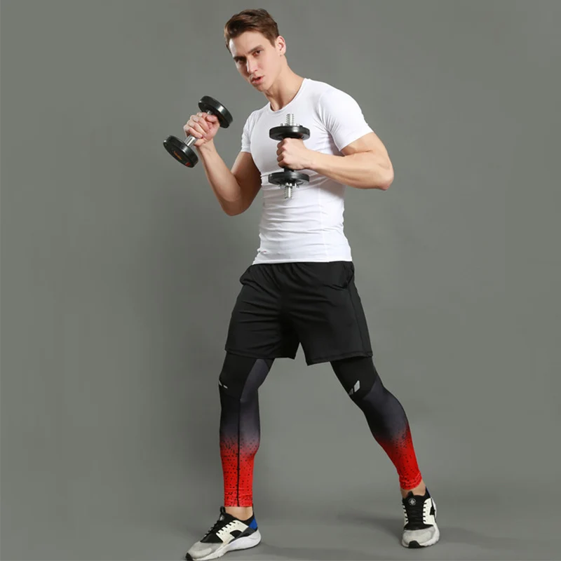 Mens Compression Pants Quick Dry Fit Sportswear Running Tights Men Legging Fitness Training Jogging Pants Sport Gym