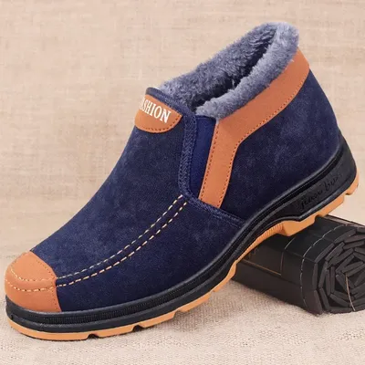Men's Cotton Shoes Winter Fashion Shoes Men's Snow Boots Plush Thickened Comfortable and Warm Walking Shoes