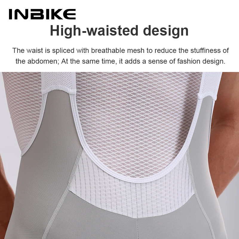 Men's Cycling Bib Shorts High-Waisted Breathable Biking Bicycle Bibs Pants MTB Cycling Clothing Man with Pockets