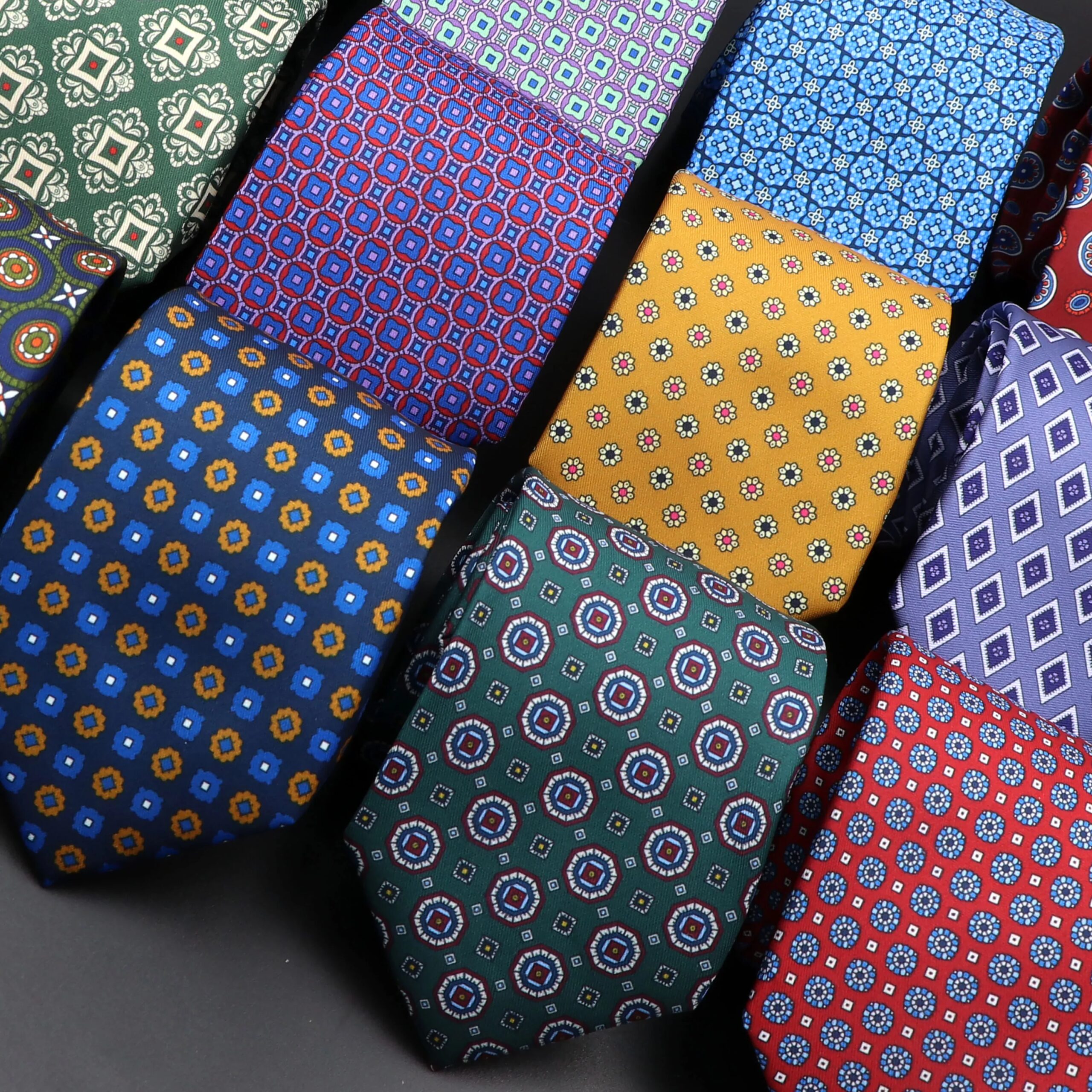 Men's Fashion Silk Tie 7.5cm Soft Novelty Necktie Blue Green Orange Color Ties For Men Dot Floral Bowtie Wedding