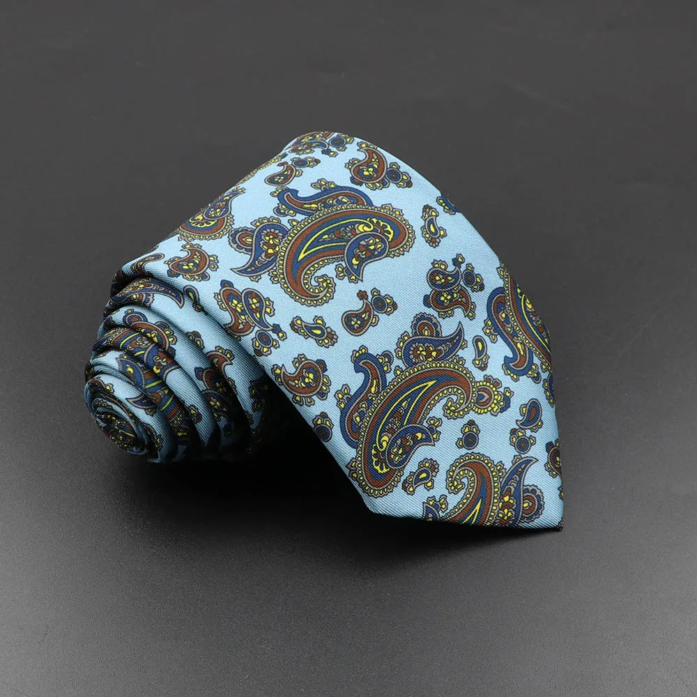 Men's Fashion Silk Tie 7.5cm Soft Novelty Necktie Blue Green Orange Color Ties For Men Dot Floral Bowtie Wedding