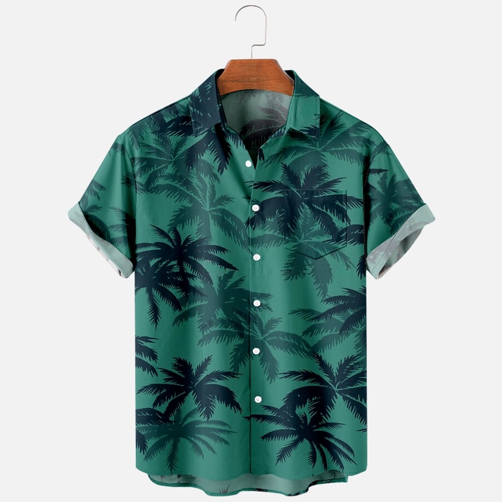 Men's Fashion Summer T Shirts Hawaiian 3d Print Cozy Casual One Button Shirts Short Sleeve Beach Oversized Shirts