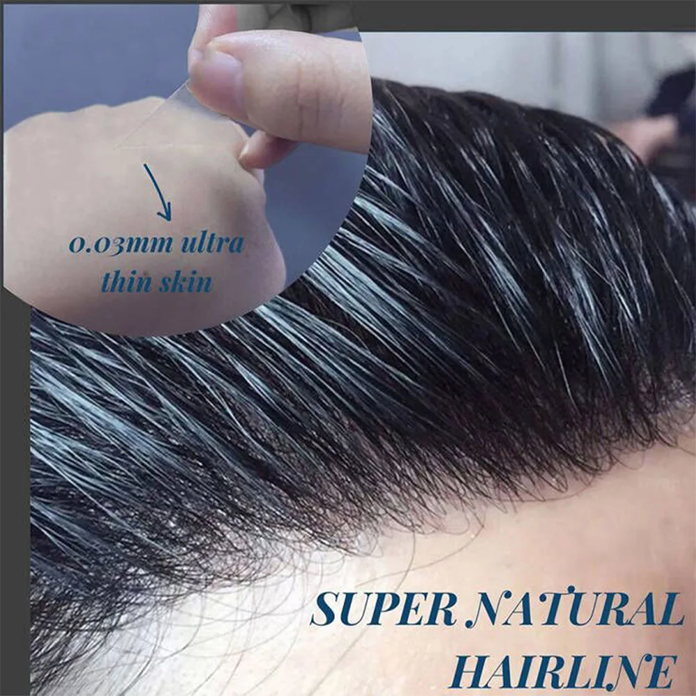 Mens Frontal Toupee V Loop 100% Human Hair Forehead Hairline Patch 0.06mm Thin Skin PU Hairline Men's Capillary Mens Frontal Toupee V Loop 100% Human Hair Forehead Hairline Patch 0.06mm Thin Skin PU Hairline Men's Capillary