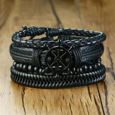 Men's Leather Bracelets Wristbands (4Pcs) Men's Leather Bracelets Wristbands (4Pcs)