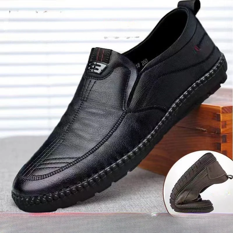 Mens Leather Loafers Non Slip Walking Flats Breathable Outdoor Slip on Casual Shoes for Male Work Office Driving Mens Leather Loafers Non Slip Walking Flats Breathable Outdoor Slip on Casual Shoes for Male Work Office Driving