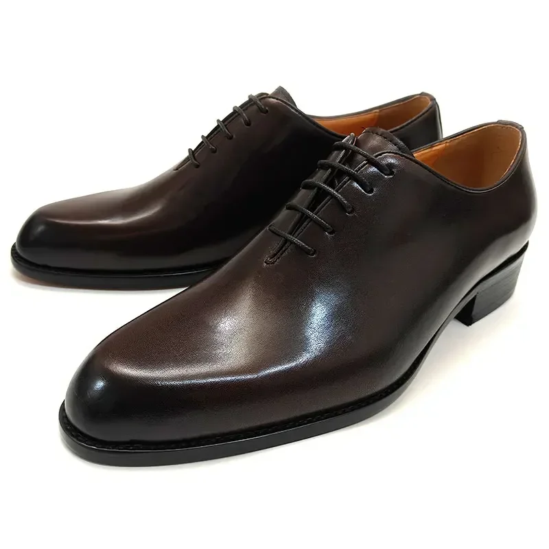 Men's Leather Shoes Handmade High Quality Casual Oxford Business Work Shoes Black Coffee Lace-up Comfortable Man Shoe