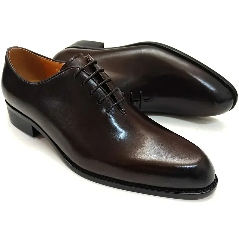 Men's Leather Shoes Handmade High Quality Casual Oxford Business Work Shoes Black Coffee Lace-up Comfortable Man Shoe