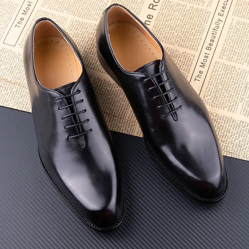 Men's Leather Shoes Handmade High Quality Casual Oxford Business Work Shoes Black Coffee Lace-up Comfortable Man Shoe