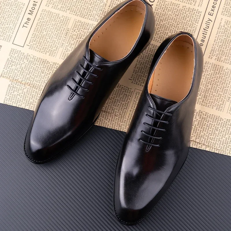 Men's Leather Shoes Handmade High Quality Casual Oxford Business Work Shoes Black Coffee Lace-up Comfortable Man Shoe