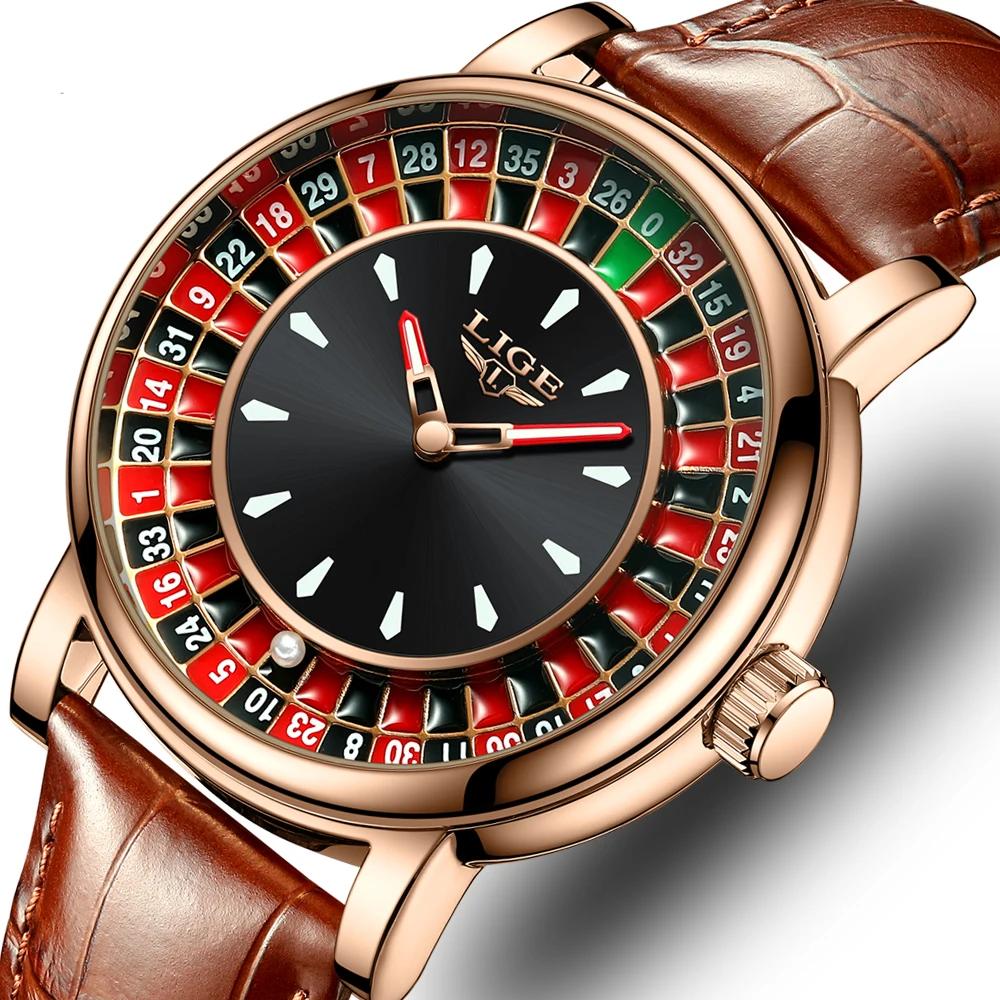 Men's Leather Watch with Rotating Dial Design Men's Leather Watch with Rotating Dial Design
