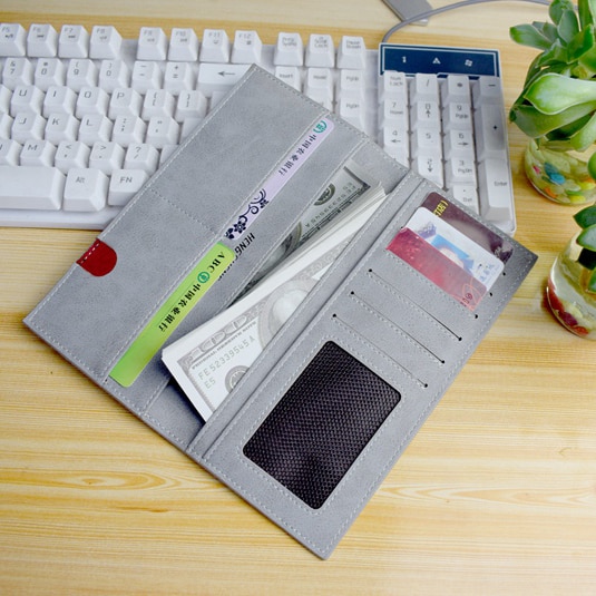 Mens Long Bifold Wallet Slim Design