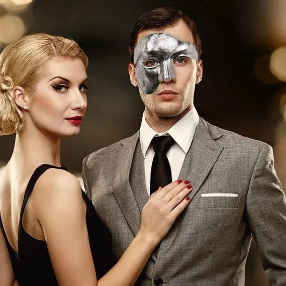 Men's Makeup Ball Mask Opera Phantom Half Mask Suitable for Festival Clothing and Accessories