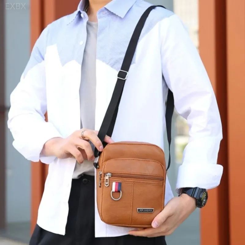 Men's Messenger Bag Crossbody Shoulder Bags PU Leather Men Travel Sling Bag Large Capacity Business Messenger Bag