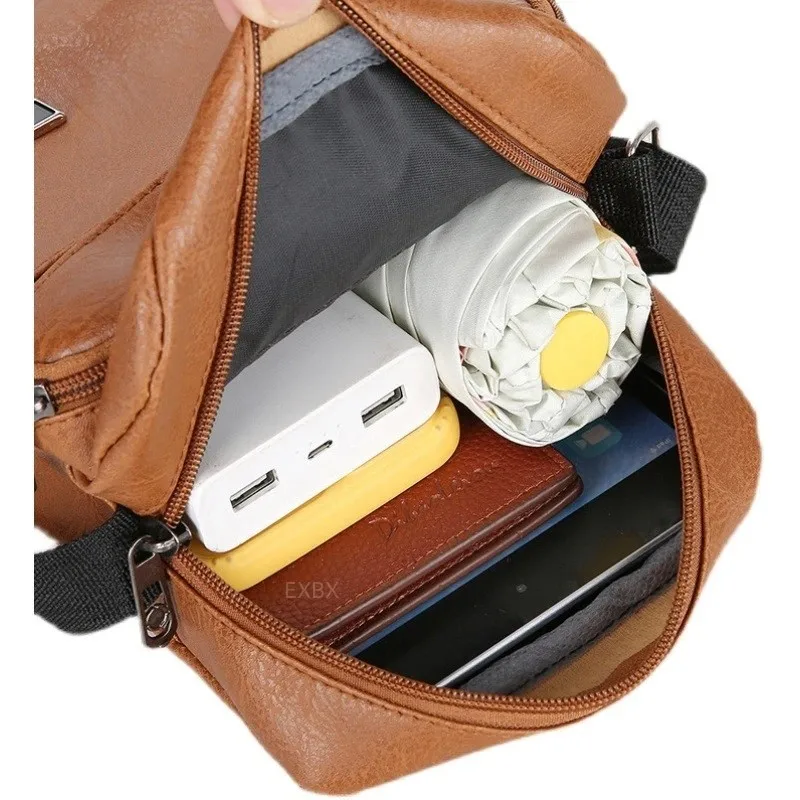 Men's Messenger Bag Crossbody Shoulder Bags PU Leather Men Travel Sling Bag Large Capacity Business Messenger Bag