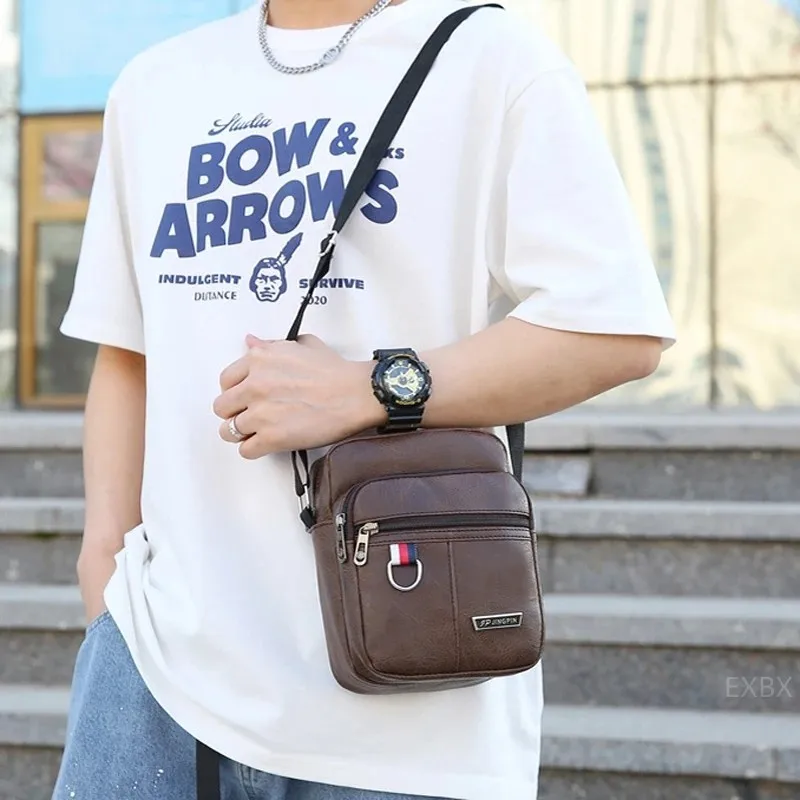Men's Messenger Bag Crossbody Shoulder Bags PU Leather Men Travel Sling Bag Large Capacity Business Messenger Bag