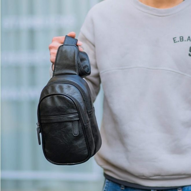 Mens PU Leather Small Chest Bag