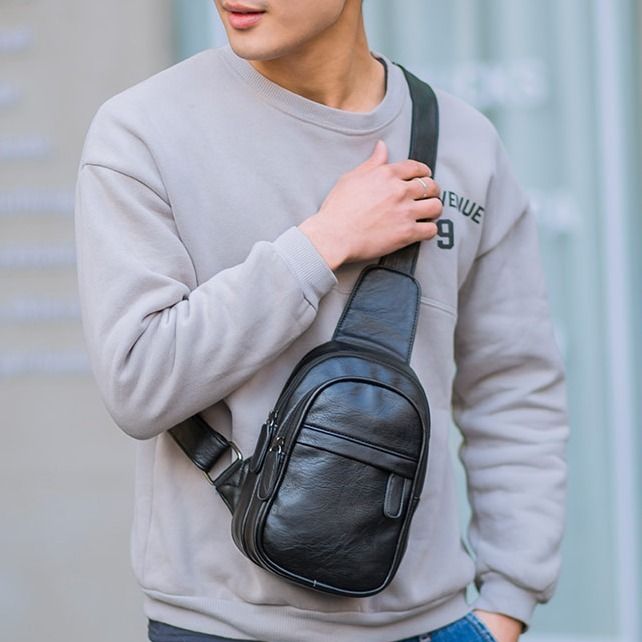 Mens PU Leather Small Chest Bag