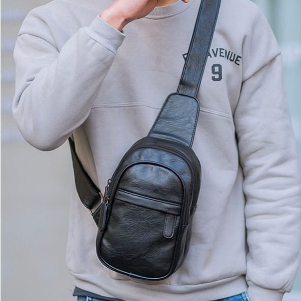 Mens PU Leather Small Chest Bag