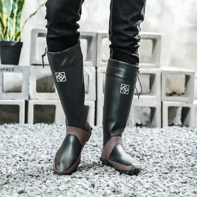 Men's rain boots Tall Waterproof Rubber shoes – Fishing & Gardening Essential with Adjustable Cuffs, Slip-Resistant Sole Men's rain boots Tall Waterproof Rubber shoes – Fishing & Gardening Essential with Adjustable Cuffs, Slip-Resistant Sole
