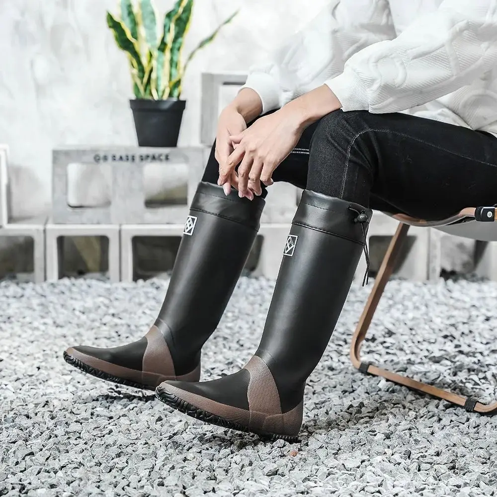 Men's rain boots Tall Waterproof Rubber shoes – Fishing & Gardening Essential with Adjustable Cuffs, Slip-Resistant Sole Men's rain boots Tall Waterproof Rubber shoes – Fishing & Gardening Essential with Adjustable Cuffs, Slip-Resistant Sole