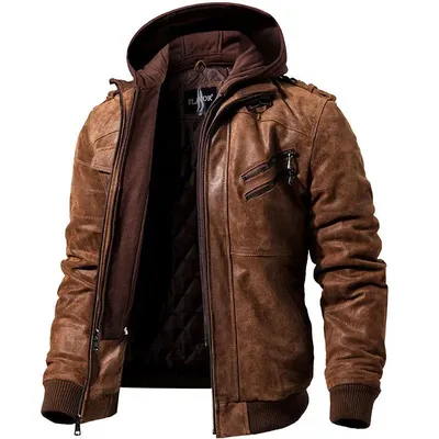 Men's Real Leather Jacket Men Motorcycle Removable Hood winter coat Men Warm Genuine Leather Jackets Men's Real Leather Jacket Men Motorcycle Removable Hood winter coat Men Warm Genuine Leather Jackets