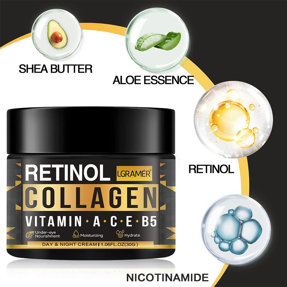 Men's Retinol Collagen Face Cream Skincare Moisturizing Brightening Hydrating Smooth Wrinkles Firming Facial Face Men