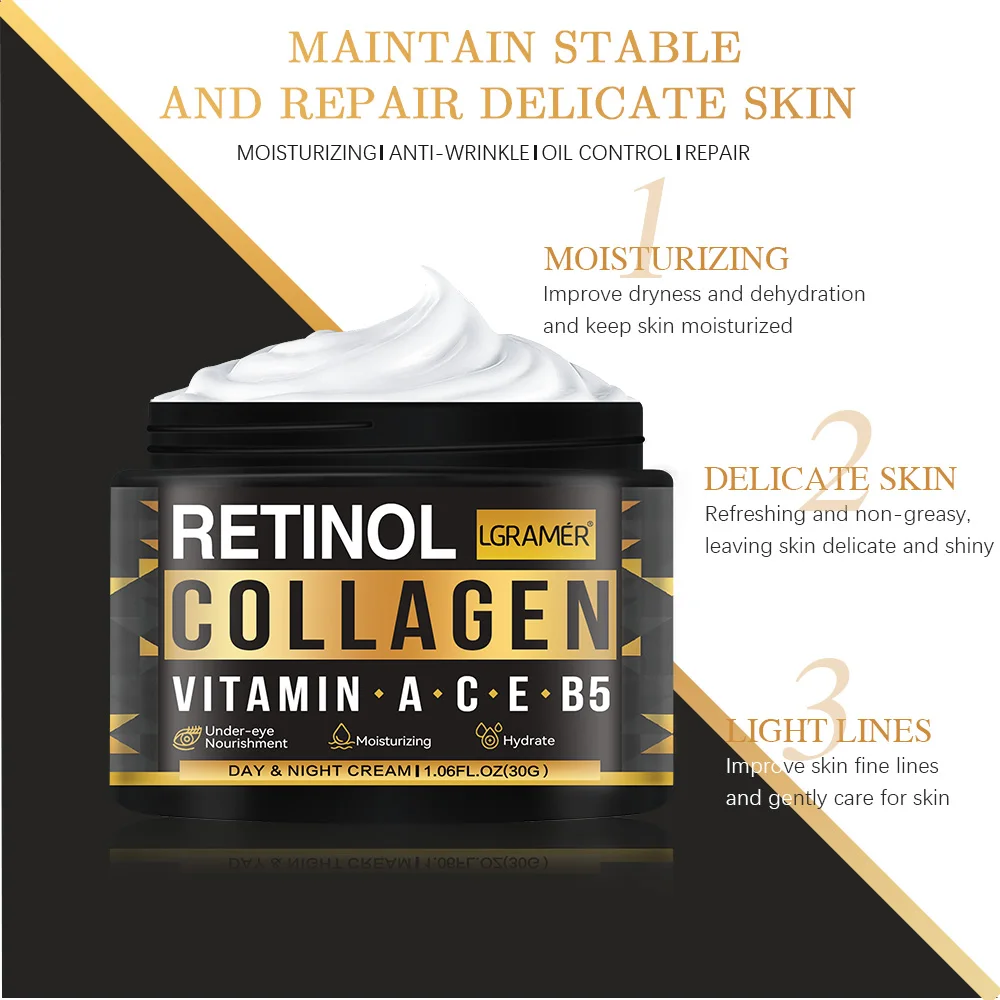 Men's Retinol Collagen Face Cream Skincare Moisturizing Brightening Hydrating Smooth Wrinkles Firming Facial Face Men