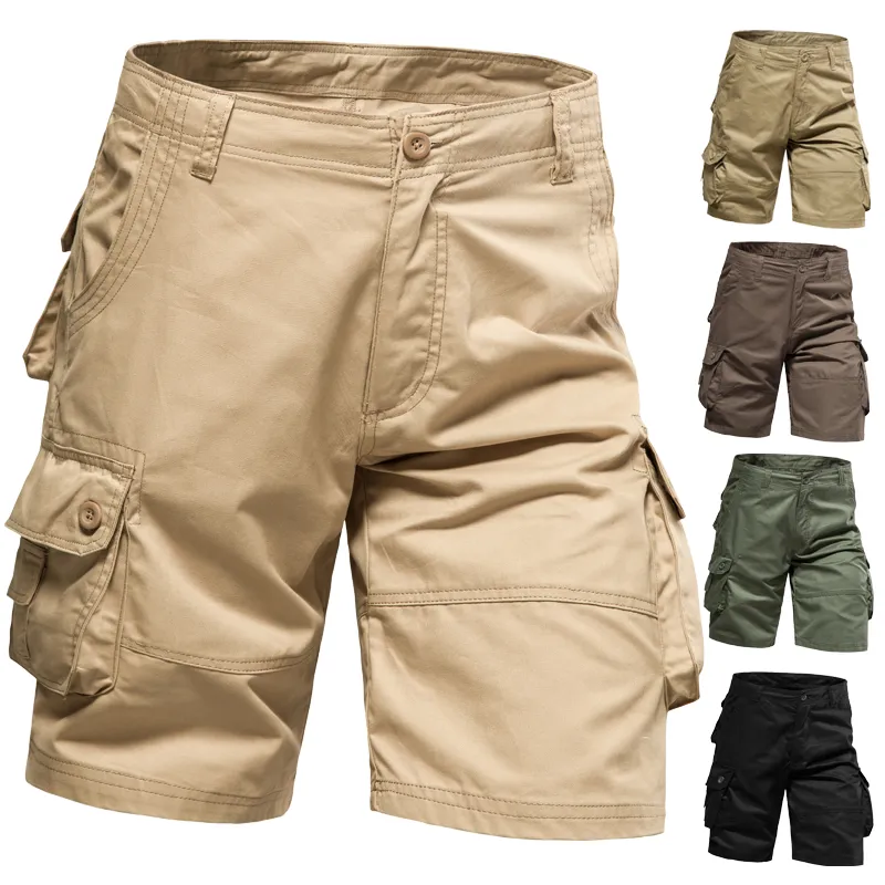 Men's Shorts Loose Large Size Multi-Pocket Overalls Summer Cotton Comfortable Nickel Pants Outdoor Casual Sports Beach