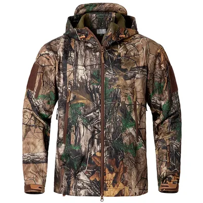 Men's Silent Soft Shell Camouflage Tactical Jacket Waterproof Warm Fleece Hunting Jackets Outdoor Hiking Fishing Hooded Men's Silent Soft Shell Camouflage Tactical Jacket Waterproof Warm Fleece Hunting Jackets Outdoor Hiking Fishing Hooded